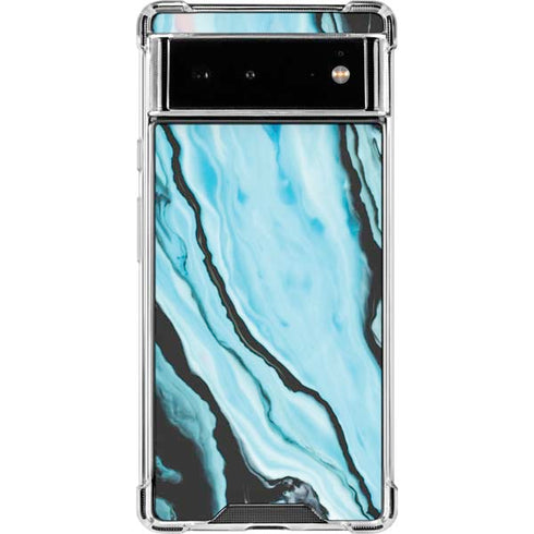 Aqua Blue Marble Ink Google Pixel 6 Clear Case